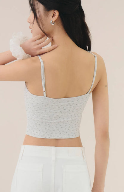 French Ditsy Floral Faux-Layer Bra Top<br/>法式碎花假兩件Bra Top