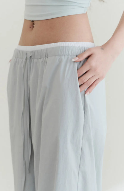 UPF50+ Drawstring Faux-Layer Wide Leg Pants<br/>防曬UPF50+抽繩假兩件直筒長褲