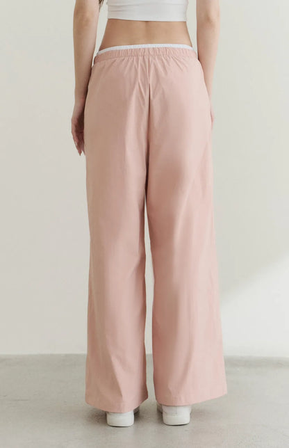 UPF50+ Drawstring Faux-Layer Wide Leg Pants<br/>防曬UPF50+抽繩假兩件直筒長褲
