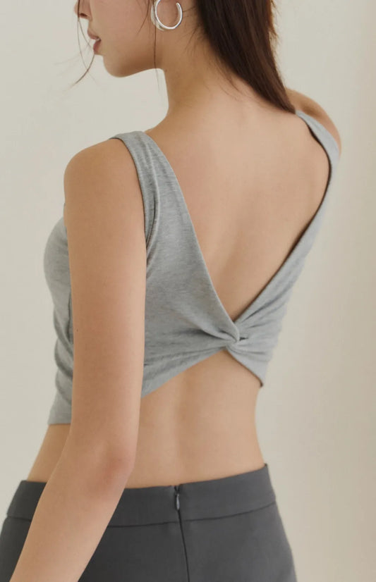 Boat Neck Twist Back Bra Top<br/>柔感船領扭結美背Bra Top