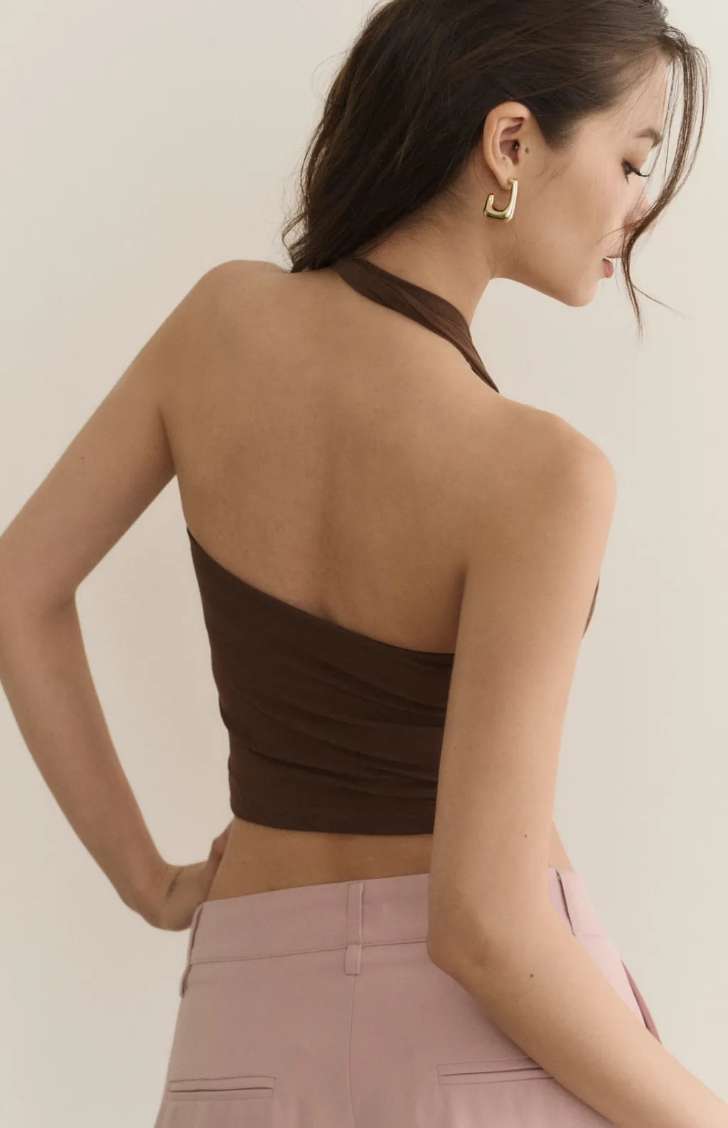 Halter Heart Shape Ruched Bra Top<br/>掛脖造型桃心抓皺Bra Top