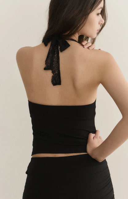 Lace Halter Tie V-Neck Bra Top<br/>蕾絲繞脖綁帶Ｖ領Bra Top