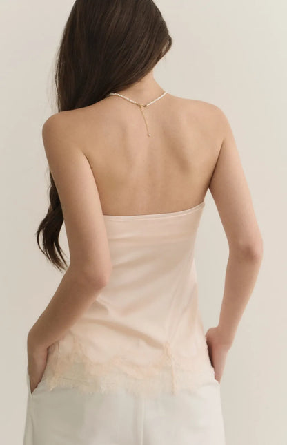 Satin Lace Trim Strapless Bra Top<br/>緞面蕾絲鑲邊平口Bra Top
