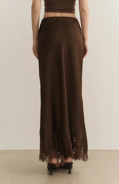 Satin Lace Trim Mermaid Maxi Skirt<br/>緞面蕾絲鑲邊魚尾裙