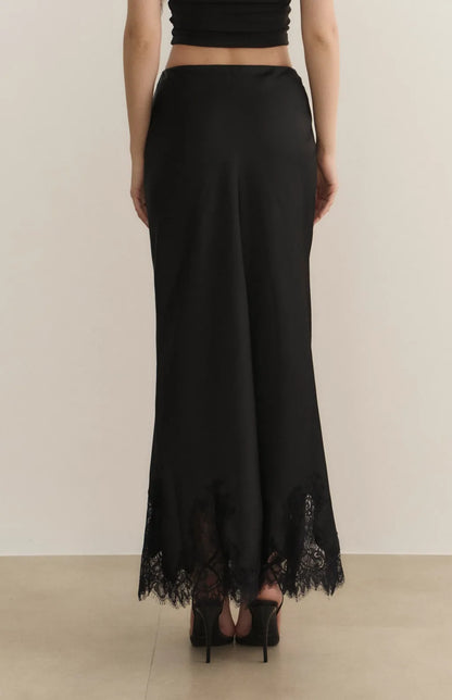 Satin Lace Trim Mermaid Maxi Skirt<br/>緞面蕾絲鑲邊魚尾裙