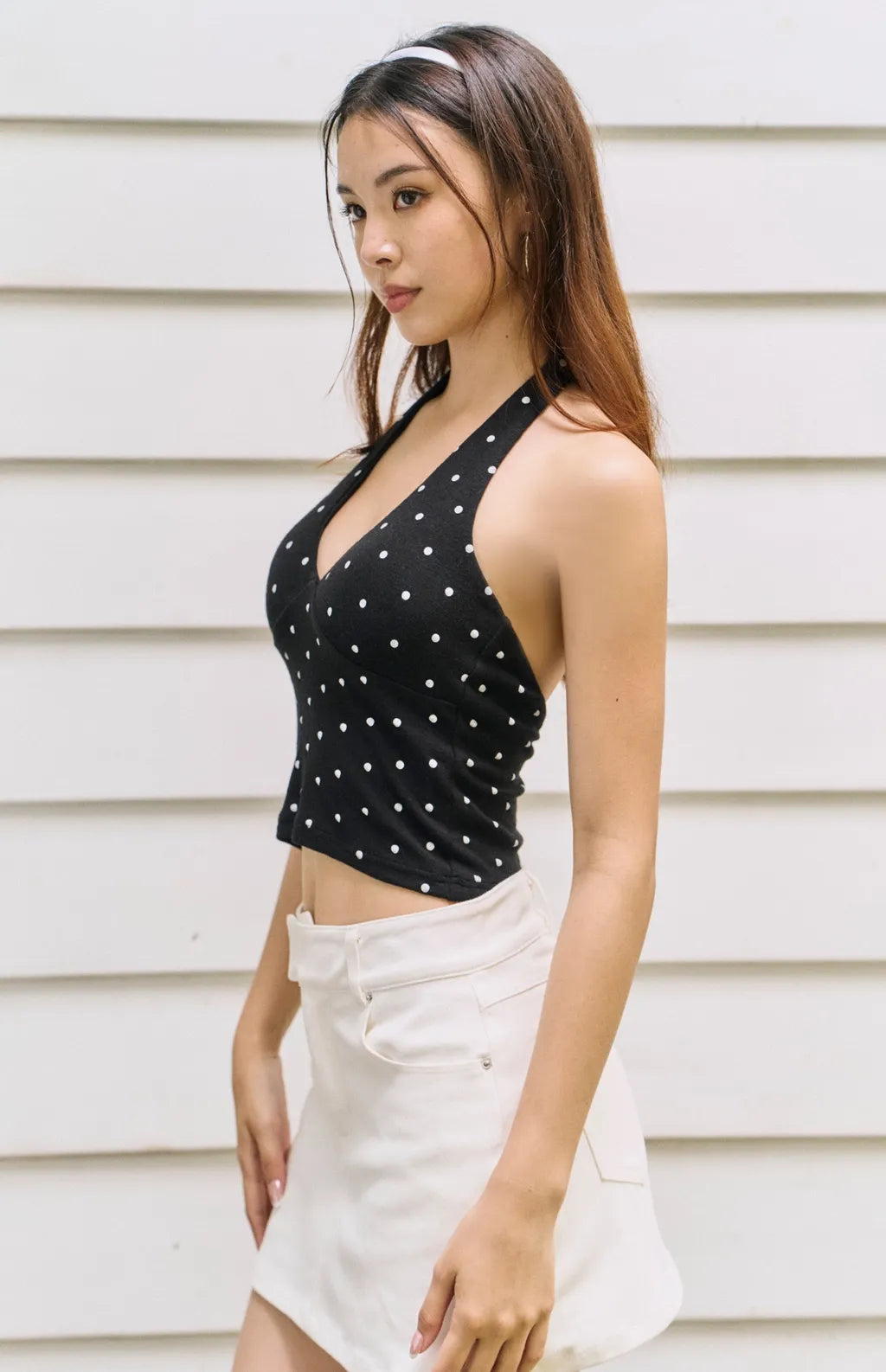 Polka Dot Halter V Neck Bra Top<br/>美式繞脖深V點點Bra Top