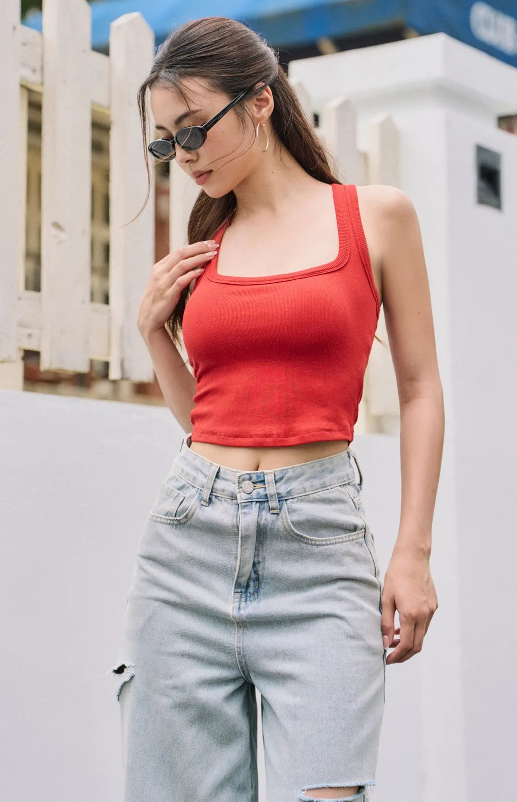 Racerback Square Neck Padded Tank<br/>美式辣妹工字坦克Bra Top