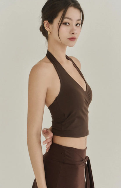 Halter Cross Front Ruched Bra Top<br/>美胸交叉V領抓皺Bra Top