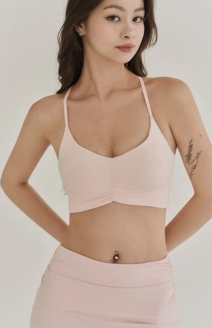 Ruched Crisscross Back Bra Top<br/>美胸抓皺後交叉Bra Top