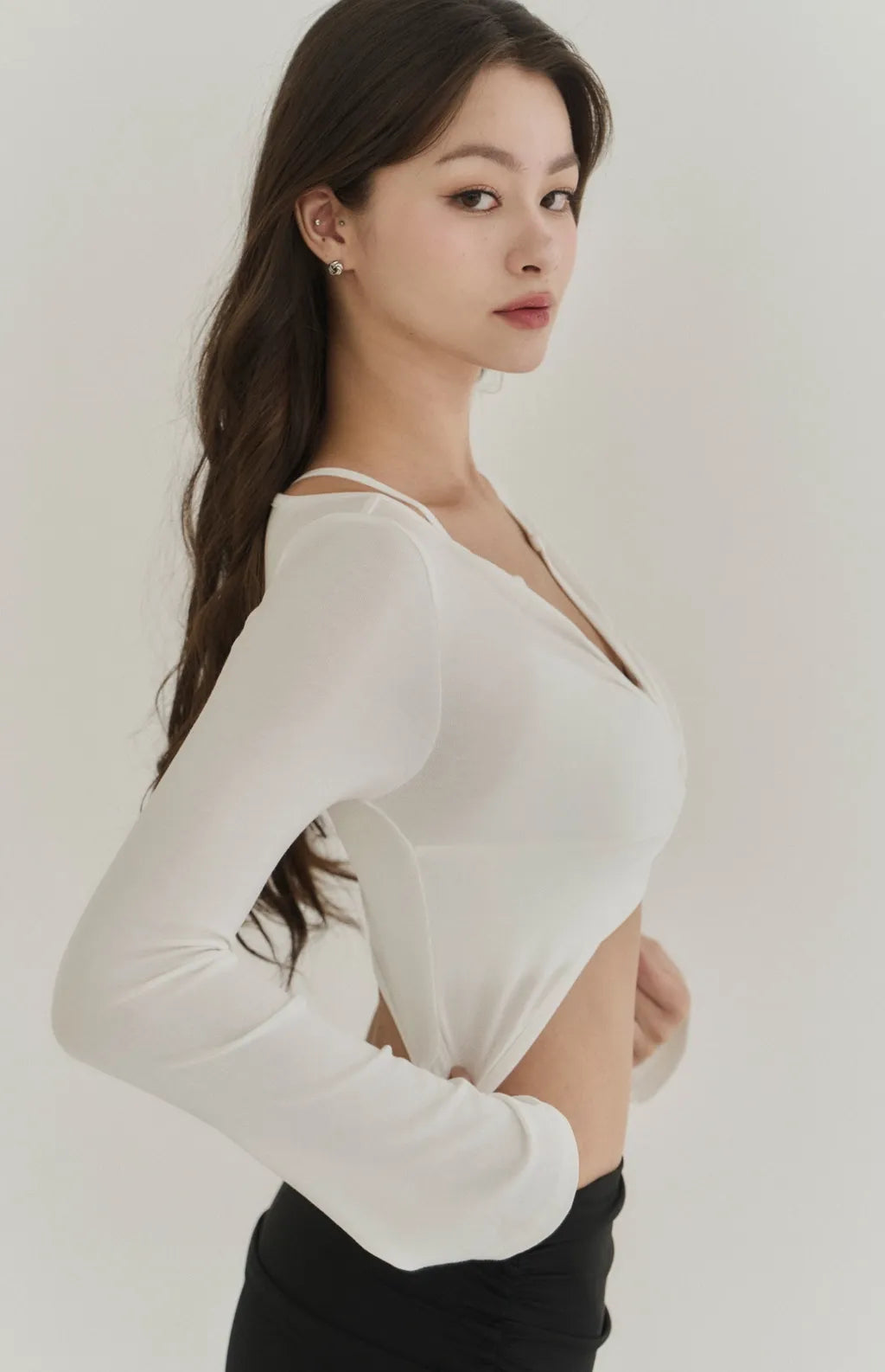 Lyocell Twist Front Lapel Shrug<br/>涼感萊塞爾紐結翻領罩衫