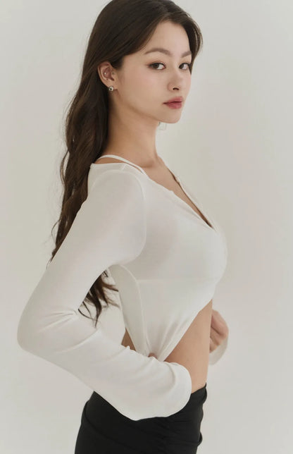 Lyocell Twist Front Lapel Shrug<br/>涼感萊塞爾紐結翻領罩衫