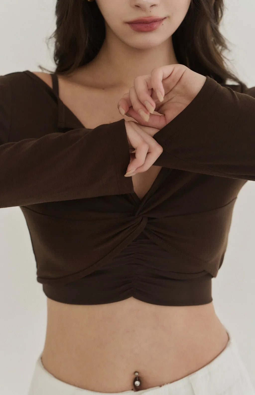 Lyocell Twist Front Lapel Shrug<br/>涼感萊塞爾紐結翻領罩衫