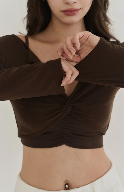 Lyocell Twist Front Lapel Shrug<br/>涼感萊塞爾紐結翻領罩衫