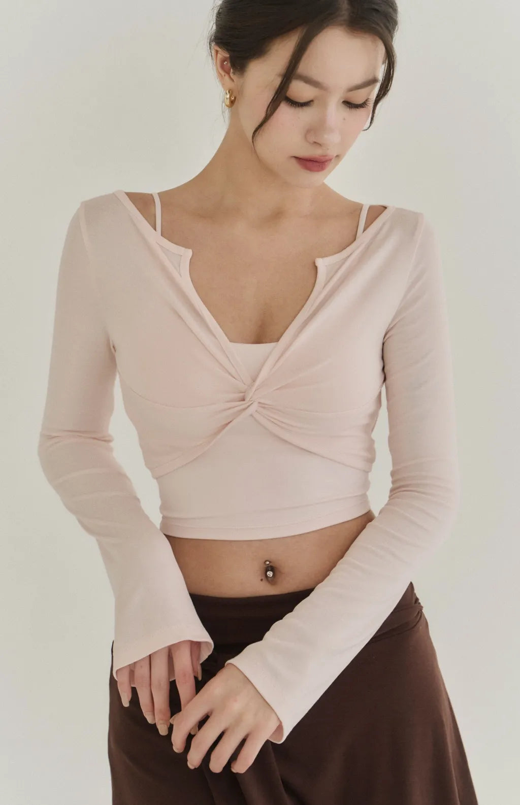 Lyocell Twist Front Lapel Shrug<br/>涼感萊塞爾紐結翻領罩衫