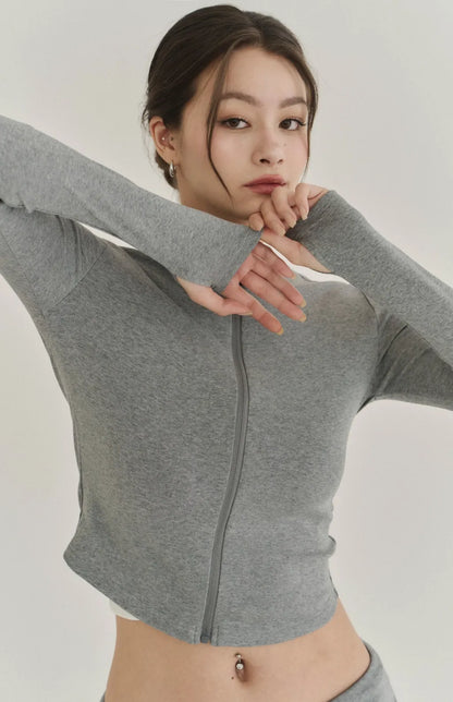 Modal Stand Collar Zip Crop Jacket<br/>莫代爾親柔感立領外套