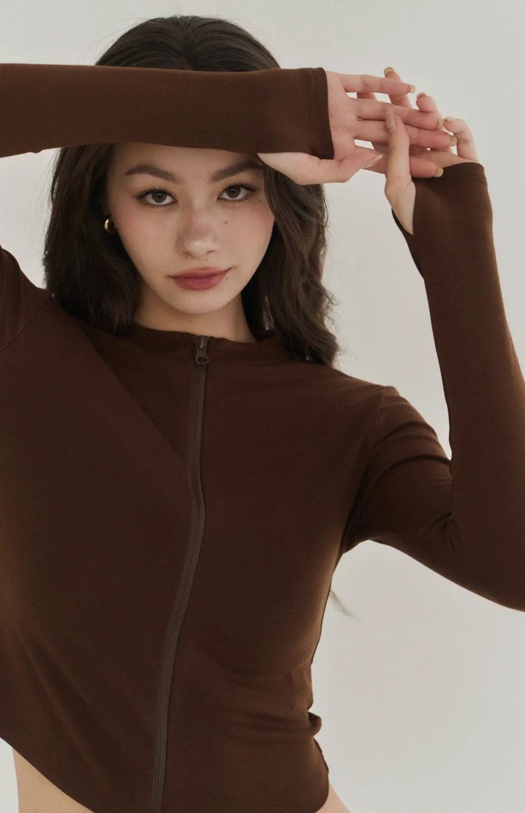 Modal Stand Collar Zip Crop Jacket<br/>莫代爾親柔感立領外套