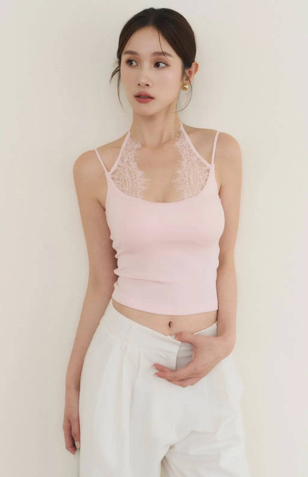 Layered Lace Halter Bra Top<br/>拼接蕾絲綁帶假兩件Bra Top