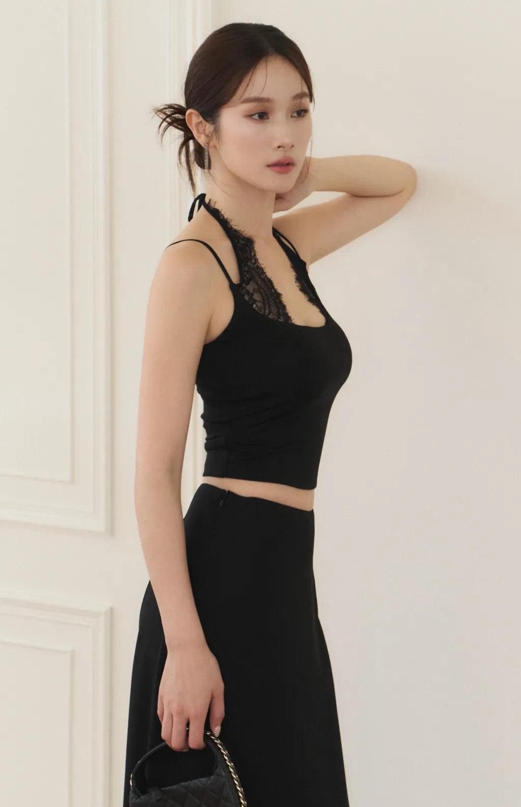Layered Lace Halter Bra Top<br/>拼接蕾絲綁帶假兩件Bra Top