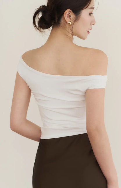 Lyocell Draped Boatneck Bra Top<br/>船型垂領萊塞爾Bra Top