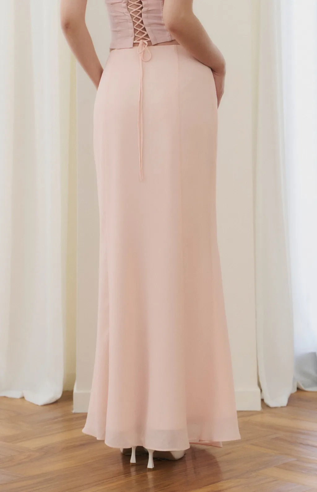 Chiffon Fitted Mermaid Maxi Skirt<br/>雪紡修身魚尾裙