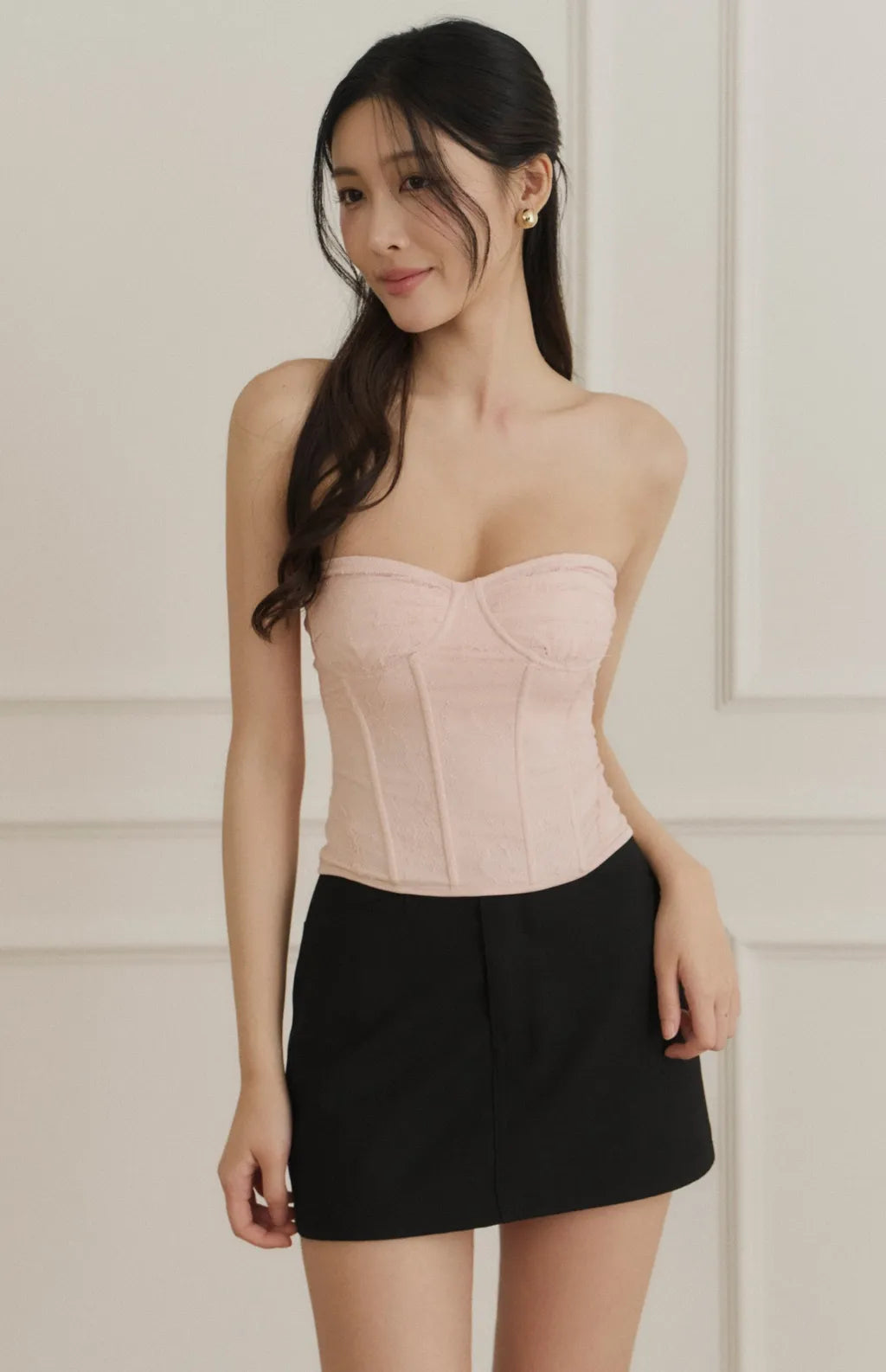 Lace-Up Jacquard Corset<br/>緹花蕾絲綁帶輕馬甲Bra Top