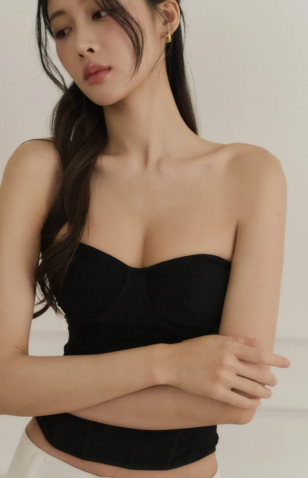 Lace-Up Jacquard Corset<br/>緹花蕾絲綁帶輕馬甲Bra Top