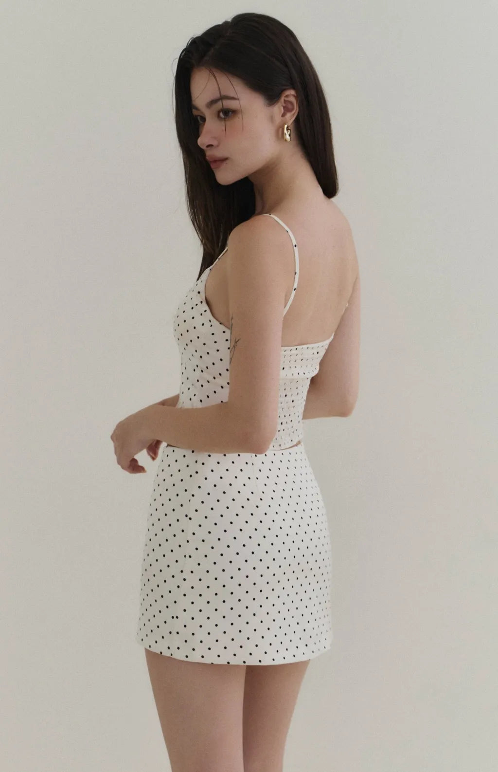 Polka-Dot Lace-Trim Cami Bra Top<br/>波點蕾絲細肩Bra Top