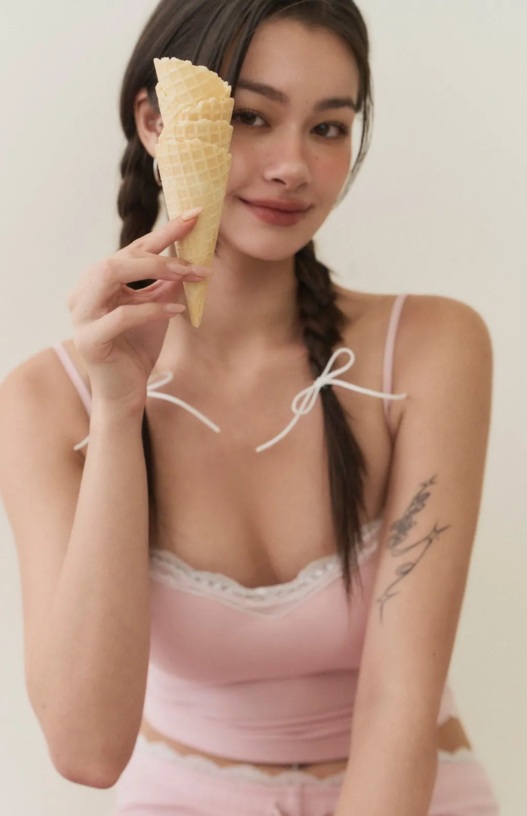 Lace-Trim Sweetheart Cami Bra Top<br/>蕾絲滾邊桃心領Bra Top