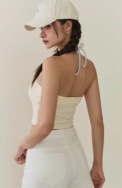 Layered Halter Tube Bra Top<br/>平口假兩件撞色莫代爾Bra Top