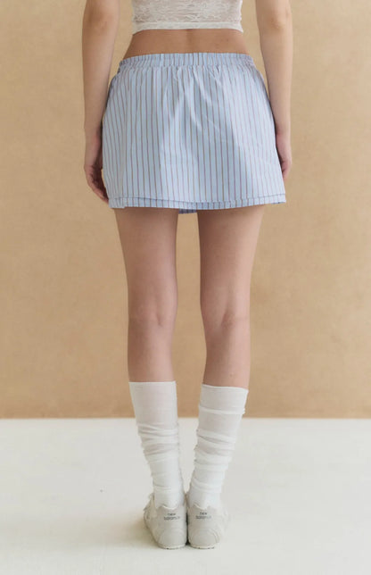 Striped Double-Layer Paperbag Skort<br/>美式條紋雙層花苞褲裙