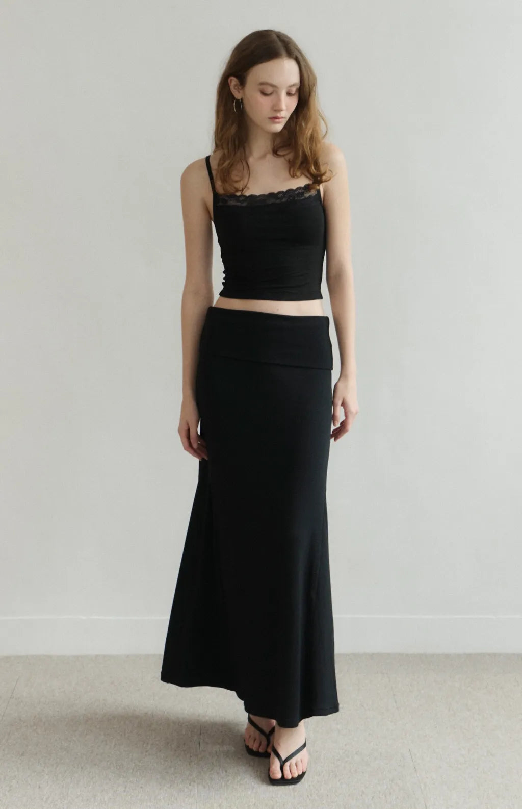 Fold-Over Ribbed Mermaid Maxi Skirt<br/>反折寬腰帶羅紋魚尾裙