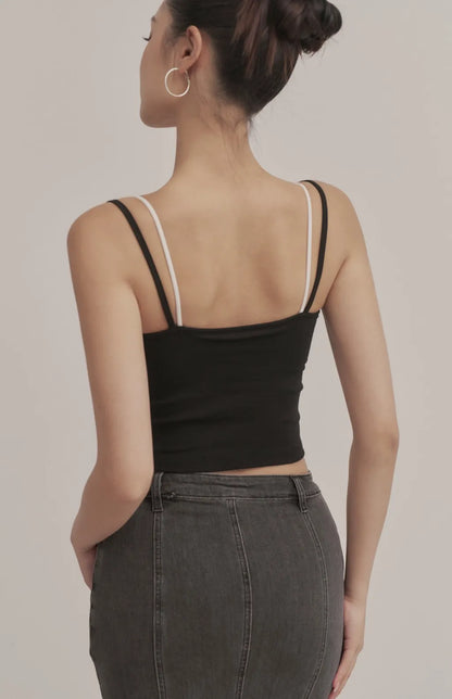 Layered Sweetheart Lace-Trim Crop Bra Top<br/>假兩件桃心領蕾絲花邊Bra Top