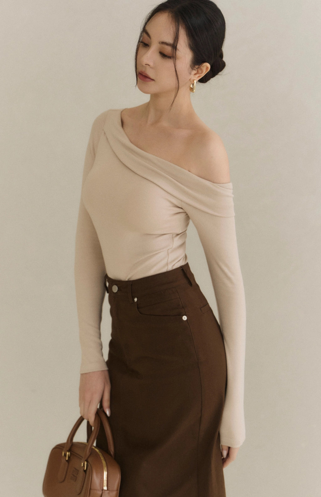 (最後現貨) French Minimal Back-Slit Denim Midi Skirt<br/>法式極簡後開衩牛仔裙 -【XS、L】