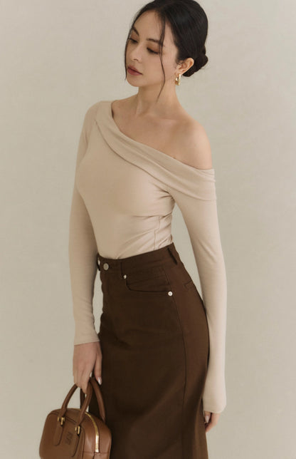 (最後現貨) French Minimal Back-Slit Denim Midi Skirt<br/>法式極簡後開衩牛仔裙 -【XS、L】