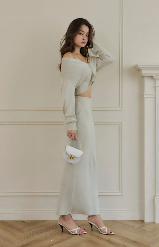 Mercerized Cotton Pencil Long Skirt <br/>絲光針織修身直筒長裙