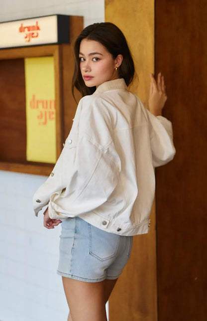 Lapel Patchwork Denim Jacket<br/>翻領拼接牛仔外套