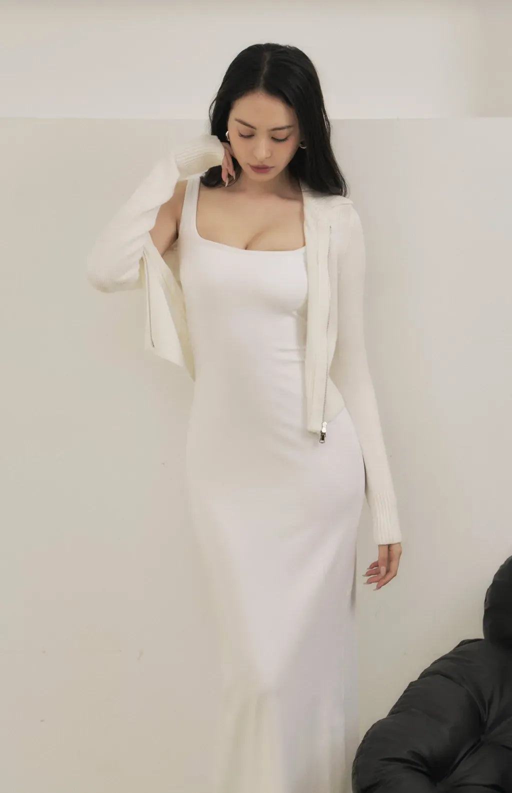 Mercerized Cotton Two-Way Zipper Jacket<br/>絲光針織雙向拉鏈外套