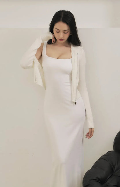 Mercerized Cotton Two-Way Zipper Jacket<br/>絲光針織雙向拉鏈外套