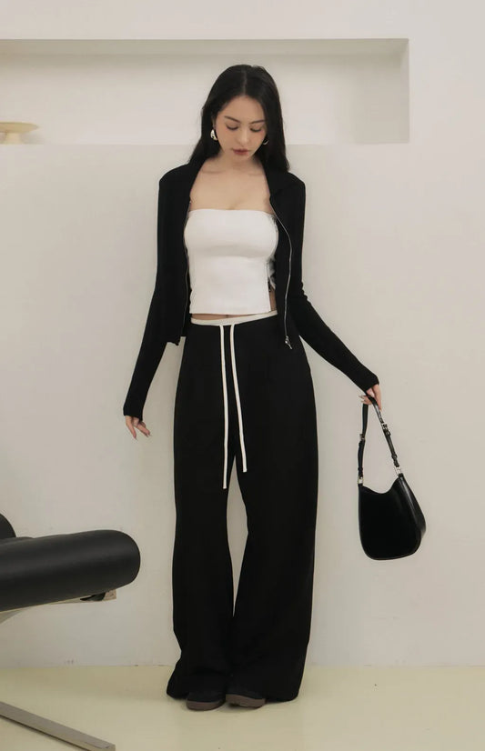 Drawstring Flared Chino<br/>抽繩撞色落地西裝褲