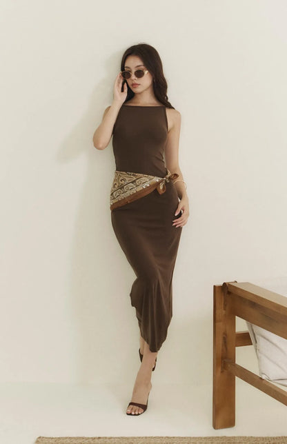 Boat Neck Maxi Bra Dress<br/>極簡船型領修身美背Bra Dress By Beigy - Milu