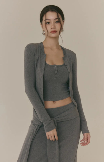 Cozy Wool-Blend Multiway Cardigan<br/>羊毛暖絨多穿排釦外套