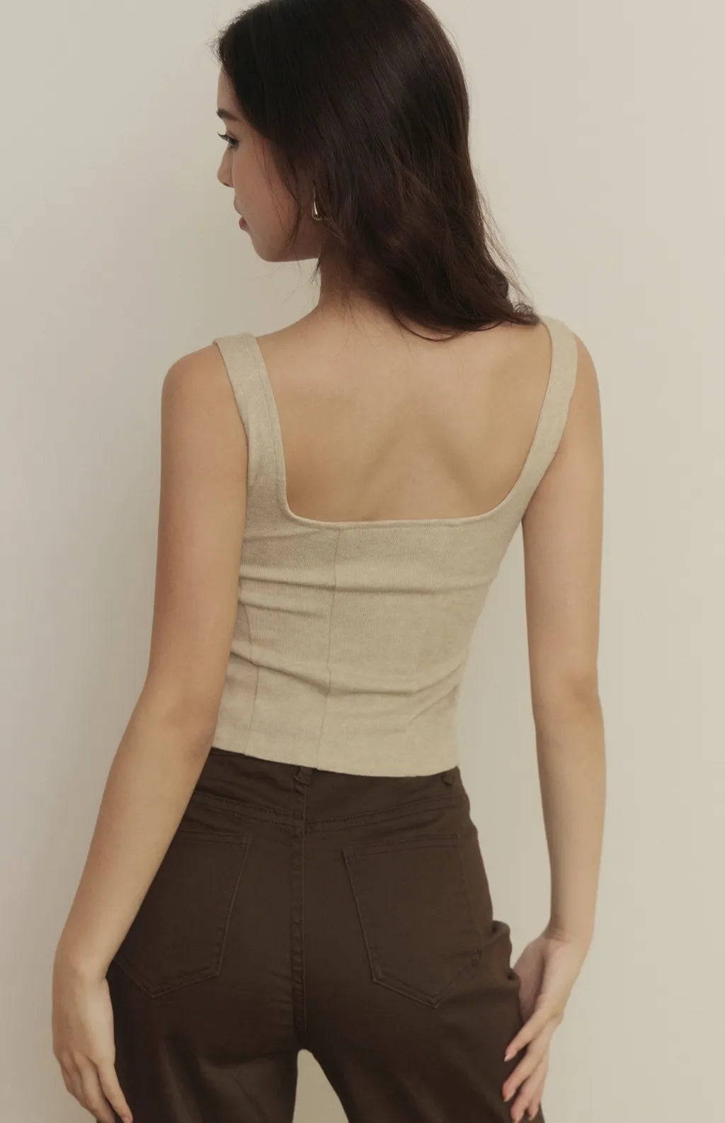 Woolen Zip-Up Bra Top<br/>毛呢立體壓線拉鍊Bra Top