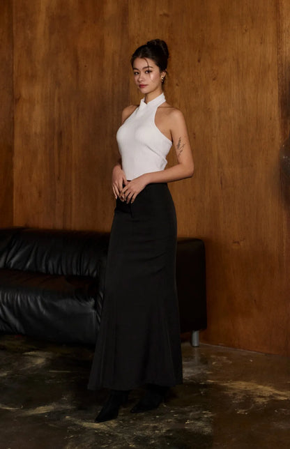 Halter Open-Back Ribbed Bra Top<br/>立領削肩針織美背Bra Top