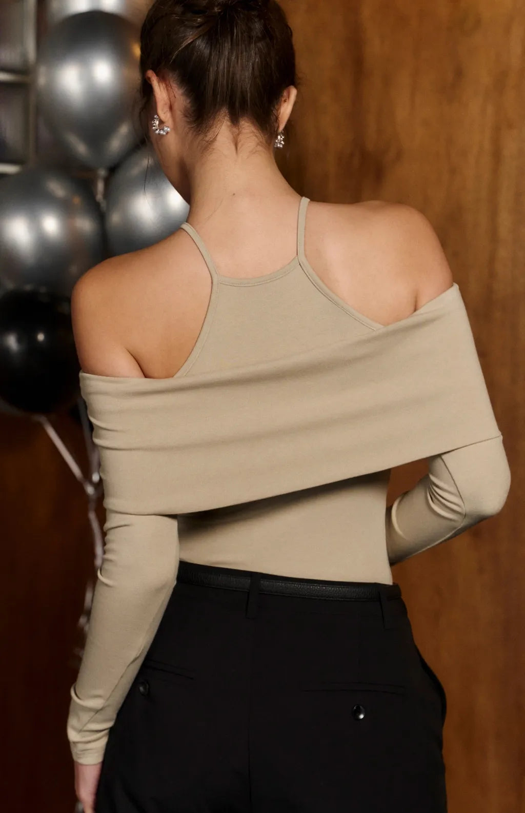 Modal Drop-Shoulder Layered Bra Top<br/>莫代爾落肩假兩件Bra Top
