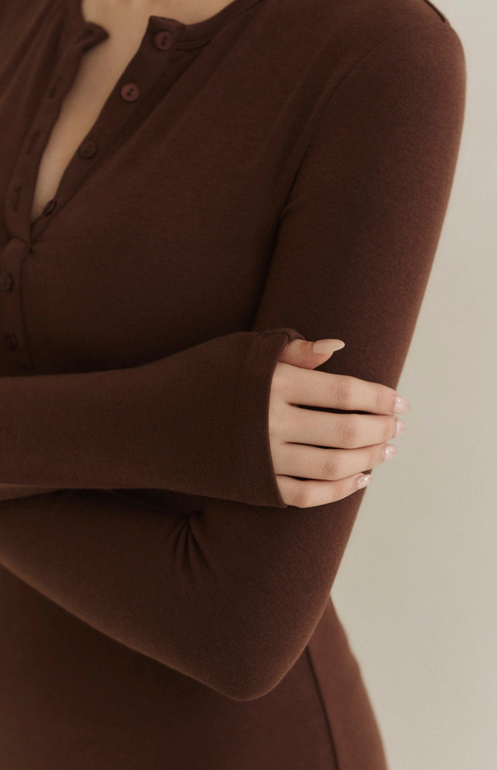 Modal Round-Neck Button A-Line Bra Dress<br/>莫代爾圓領排釦傘擺Bra Dress