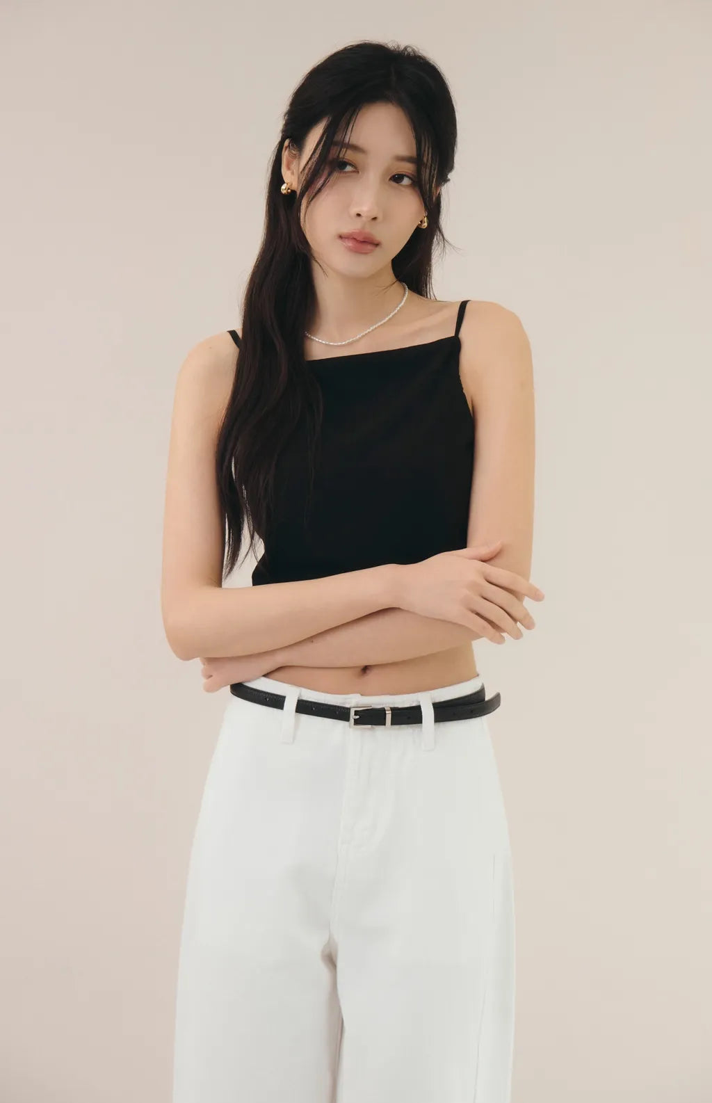 (現貨) High-Waist Panelled Wide-Leg Jeans<br/>修身拼接剪裁軟牛仔寬褲 -【XS、L】