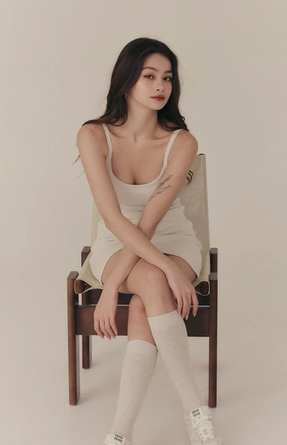 Ribbed U-Neck Bodycon Bra Dress<br/>細肩U領羅紋包臀Bra Dress