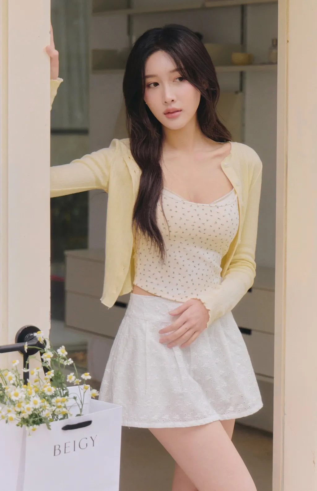 French Ditsy Floral Faux-Layer Bra Top<br/>法式碎花假兩件Bra Top