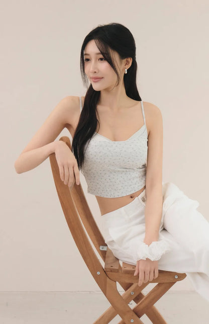 French Ditsy Floral Faux-Layer Bra Top<br/>法式碎花假兩件Bra Top
