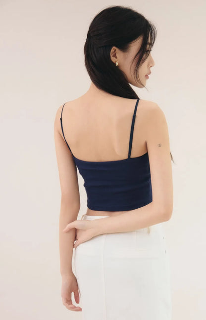 Lace Trim Hook-Front Knit Corset<br/>針織蕾絲勾釦馬甲Bra Top